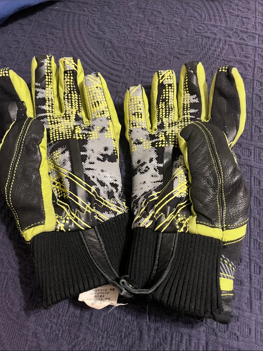 Oakley Black and Neon Yellow Plaid Performance Gloves